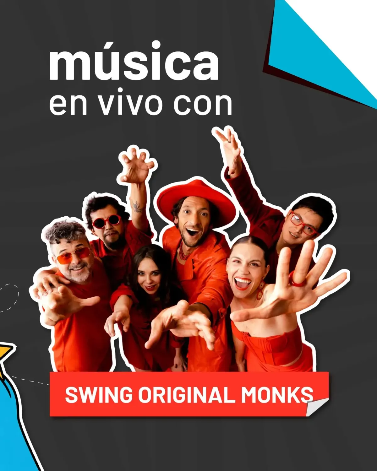Flyer de Swing Original Monks en la Noche Gigante
