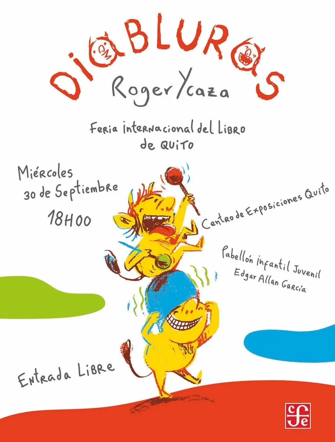 Flyer de Roger Icaza en la Feria Internacional del Libro de Quito 2026.