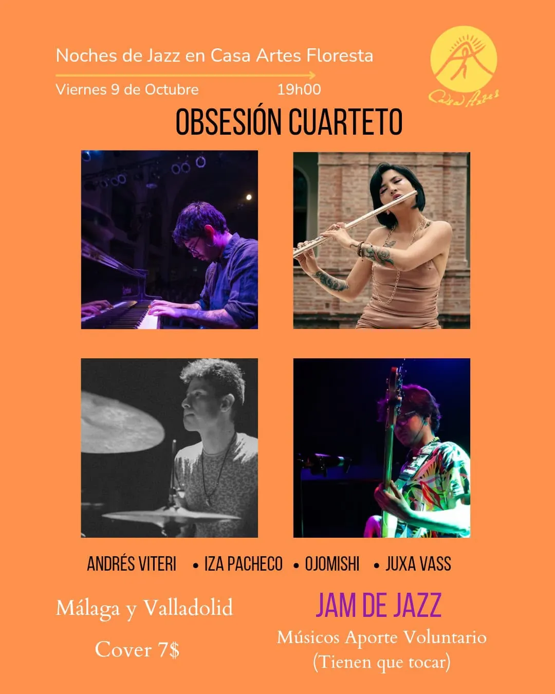 Flyer de Noches de Jazz en Casa Artes Floresta