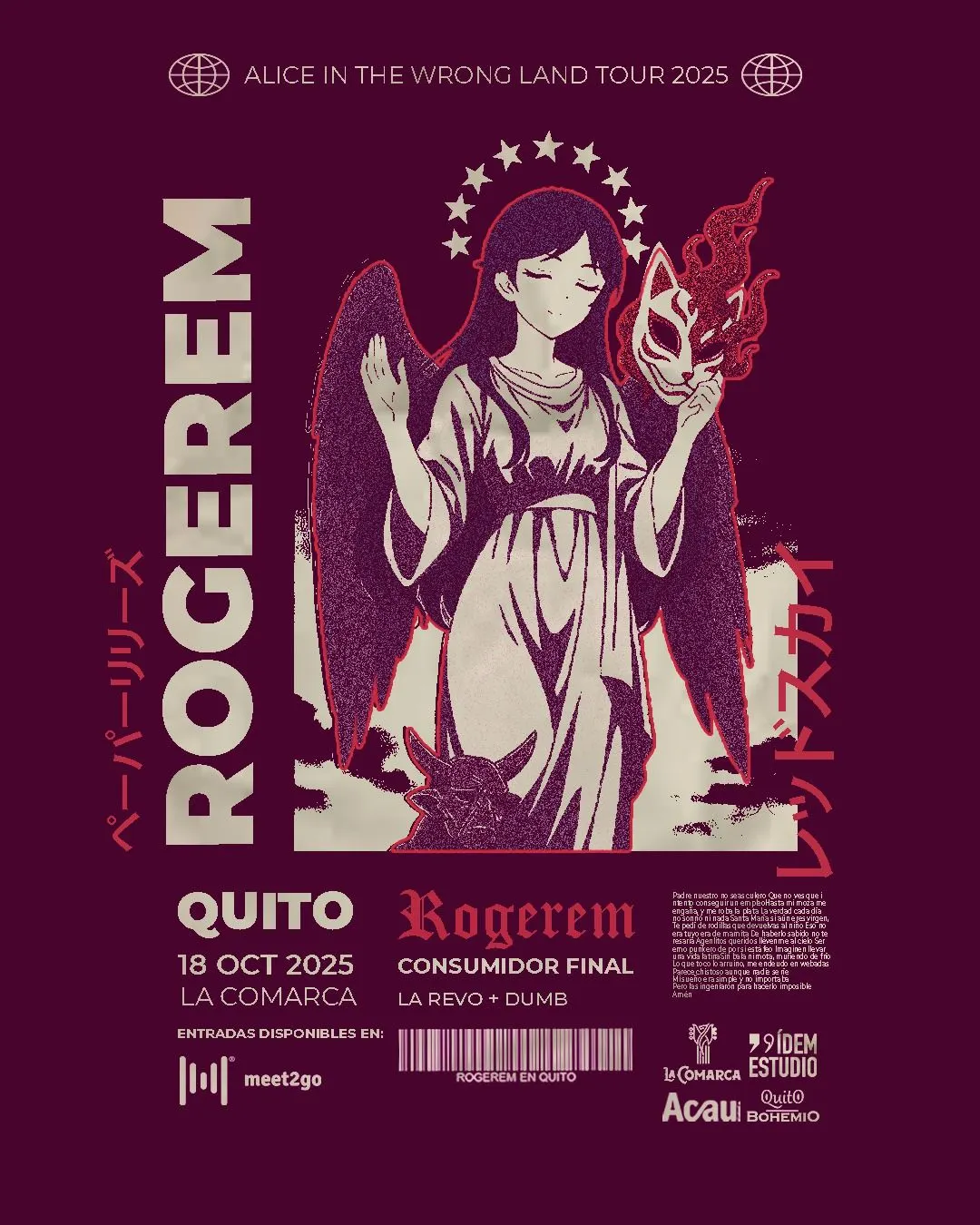 Flyer de Alice in the Wrong Land Tour 2025 - Rogerem Tour Quito