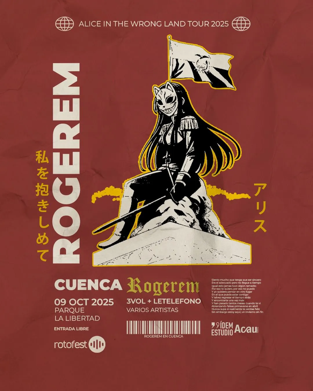 Flyer de Alice in the Wrong Land Tour 2025 - Rogerem Tour Cuenca