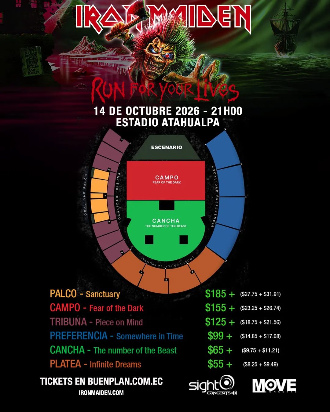 Iron Maiden en Ecuador 2026 - Run For your Lives World Tour 2026